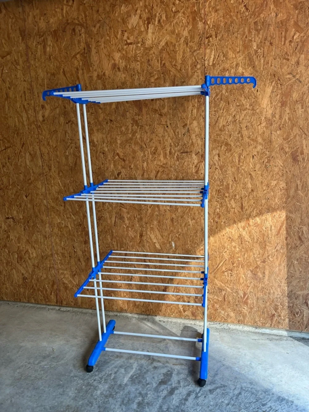 Rolling Clothes Drying Rack 3 Tier Adjustable Metal Bars w/Wheels